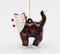 Ceramic Black Cat with Red Hearts Ornament, Home Décor, Gift for Her, Gift for Mom, Valentine’s Day Décor, Romantic Décor, Cat Lover's Gift